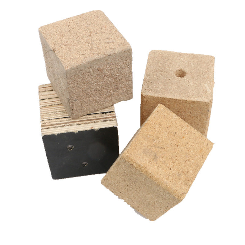 山东刨花木屑木墩多层板托盘脚墩子木块带孔承重模具长条打包脚墩