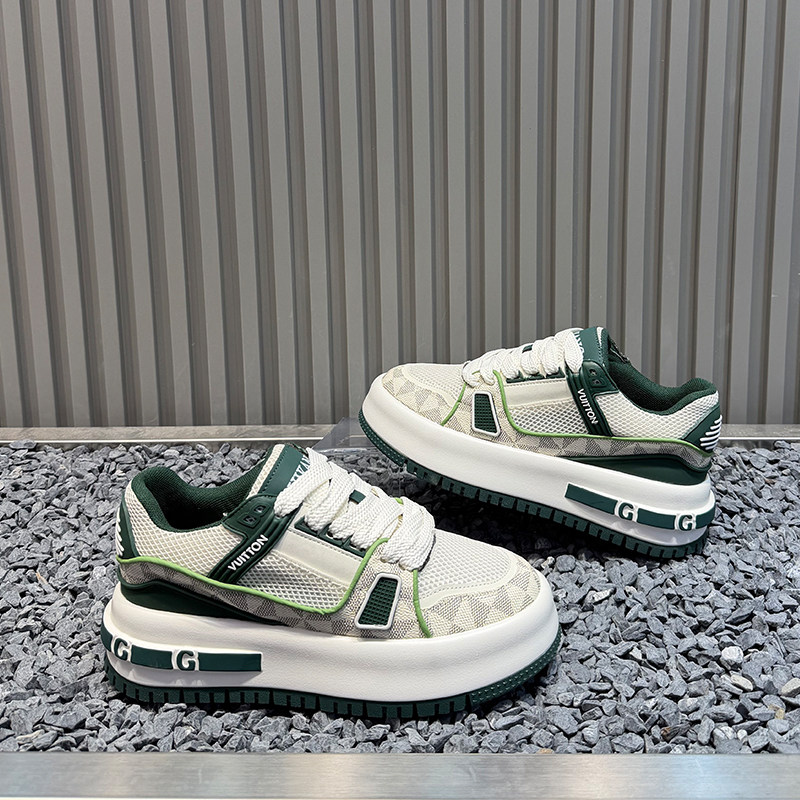 板鞋男款2026春季新款时尚百搭厚底小白鞋网布透气原创潮牌休闲鞋