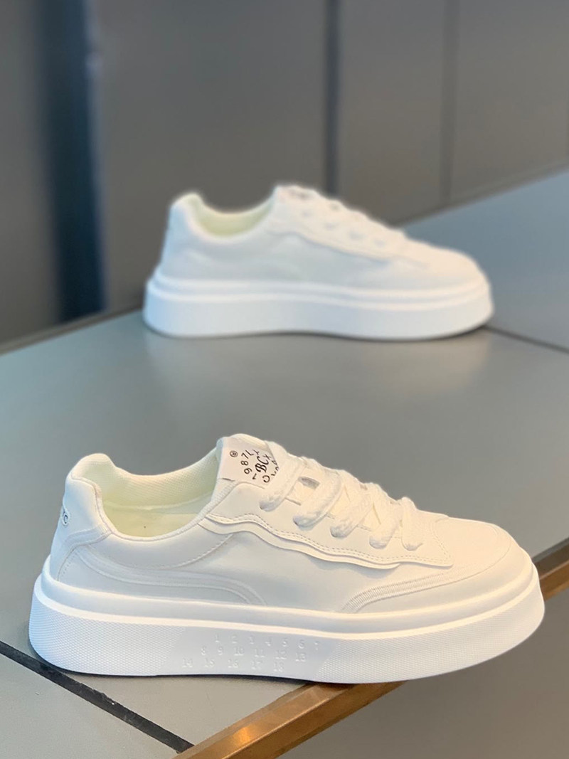 男鞋2024夏季新款布面厚底小白鞋系带时尚板鞋潮流透气爆款休闲鞋
