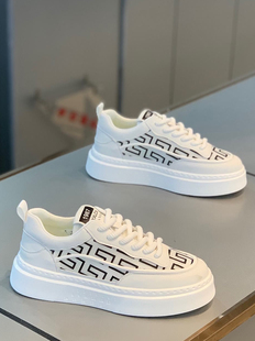 网面透气增高板鞋 低帮厚底小白鞋 韩版 爆款 男鞋 休闲鞋 2025早秋新款