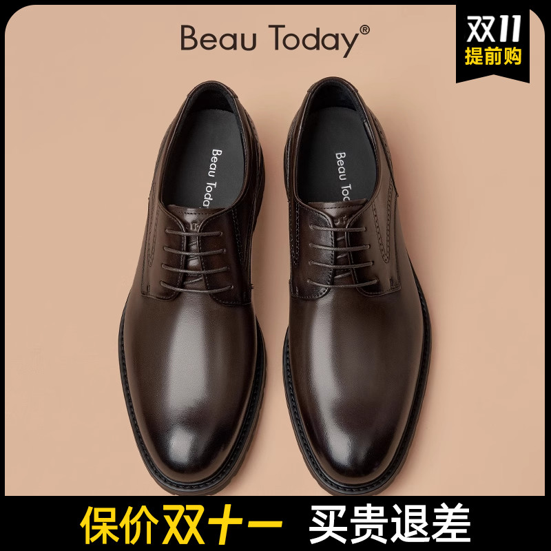 BeauToday正装商务男士皮鞋真皮德比鞋男款英伦风结婚新郎鞋秋冬