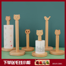 厨房纸巾架免打孔支架用纸挂架立式保鲜膜收纳架卷纸架子实木创意