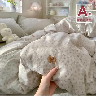 A类双层纱布床上用品四件套纯棉全棉床单被套被罩学生宿舍三件套4