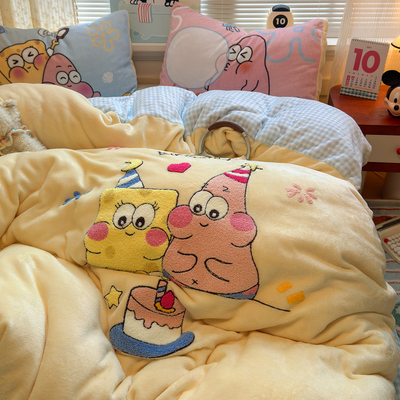 冬季加厚牛奶绒被套单件200×230