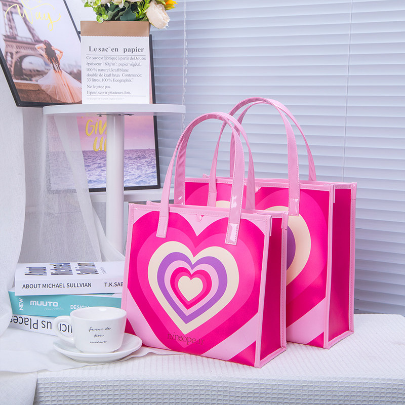 发射爱心粉色少女心大容量礼品袋子手提高档生日伴手礼袋高级定制