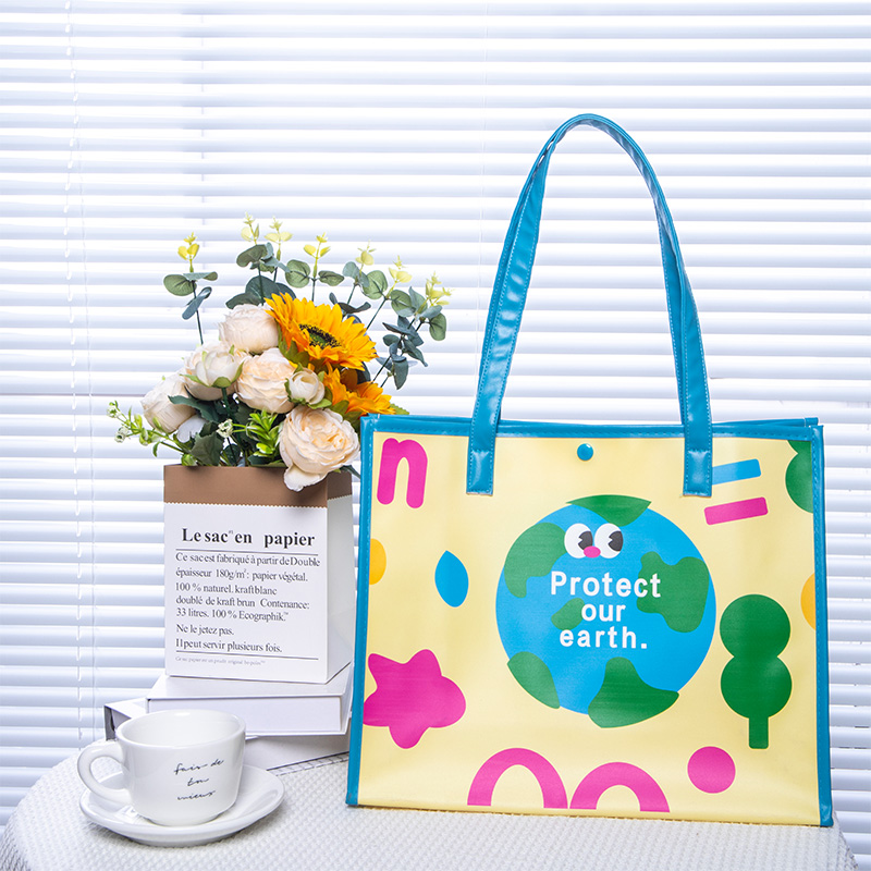 蓝色地球原创PE磨砂防水手提袋大容量学生通勤果冻袋单肩购物袋子