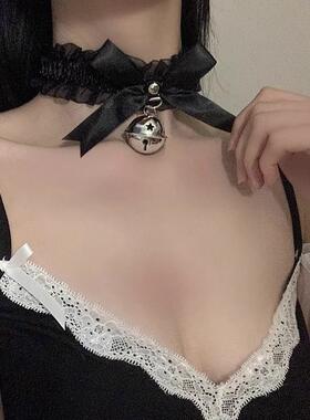 蕾丝小铃铛项圈女颈带choker脖子圣诞节性感纯欲风锁骨链项链颈环