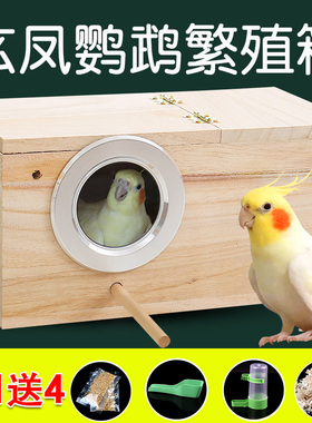 玄凤鹦鹉专用繁殖箱小鸟窝外置四季通用实木质孵化箱鸟屋用品大全