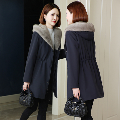 海宁派克服女中长款獭兔毛内胆可拆卸修身显瘦妈妈洋气皮草外套冬