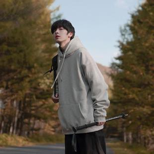 E2023冬装男女款卫衣400g连帽纯色宽松套头衫学生加绒外套潮