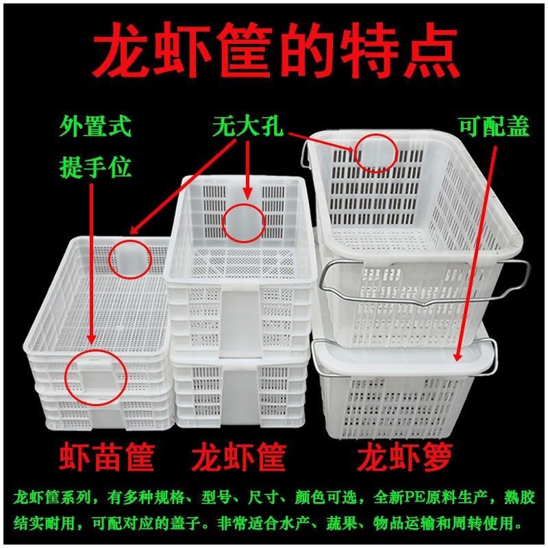 带盖龙虾筐熟胶塑料筐子有盖水果框苗筐长方形收纳周转筐带盖特