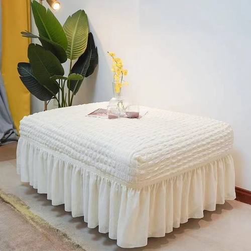 沙发盖布裙摆泡泡脚凳套罩ins