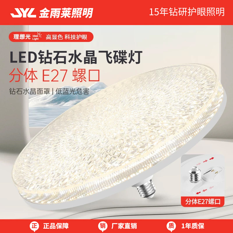 飞碟灯led超亮节能E27螺纹口新款护眼水晶面罩灯泡家用客厅吊顶灯