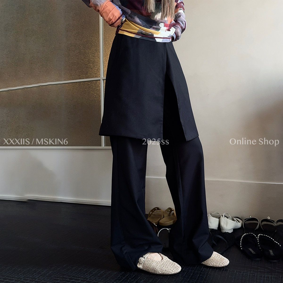 MSKIN6春夏高腰直筒西装裤显瘦高