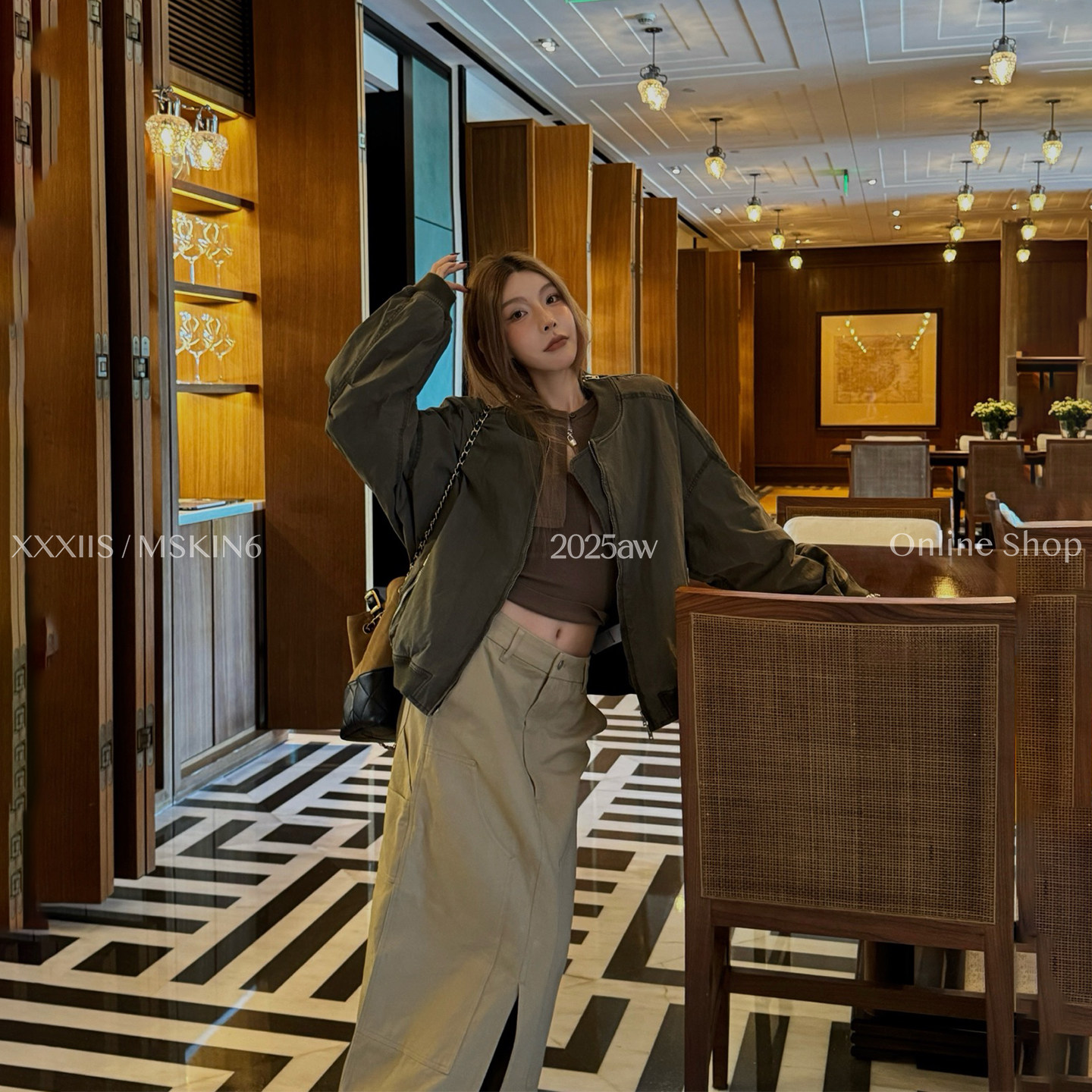 军绿夹棉外套女复古工装棒球领