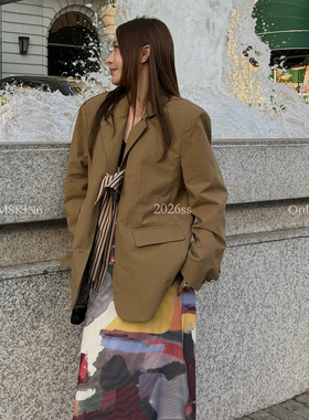 MSKIN6早春新款女装西服设计感飘带显瘦气质百搭高级定制面料女