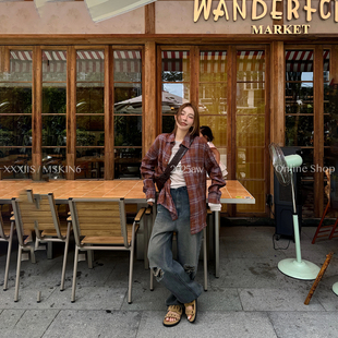 MSKIN6早秋破洞阔腿直筒牛仔裤女高腰显瘦百搭复古棉莱赛尔耐磨