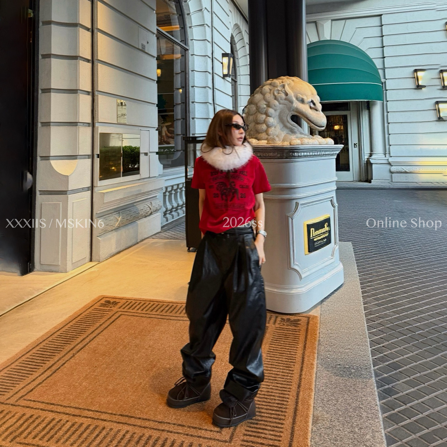 MSKIN6早春新款休闲直筒皮裤女高腰阔腿显瘦百搭PU哑光宽松长裤,女装/女士精品,休闲裤,淘宝优惠券,粉丝福利购,淘宝优惠卷