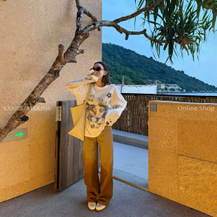 春夏新款 女高腰阔腿显瘦棉质复古街头风慵懒 渐变牛仔裤