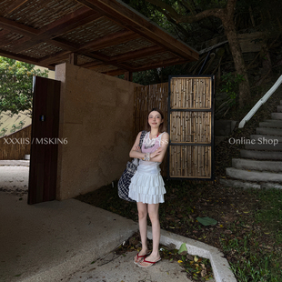 夏季 褶皱半裙女显瘦松紧腰锦粘百搭立体剪裁气质优雅A字裙