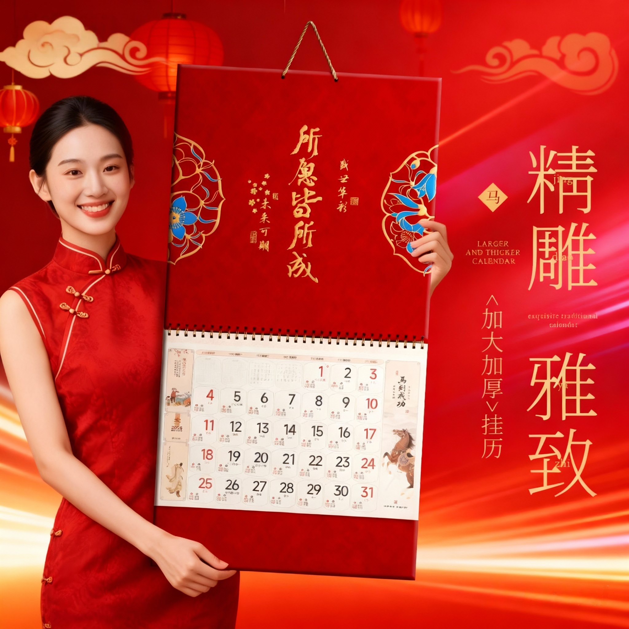 高档挂历新款2026马年家用挂墙