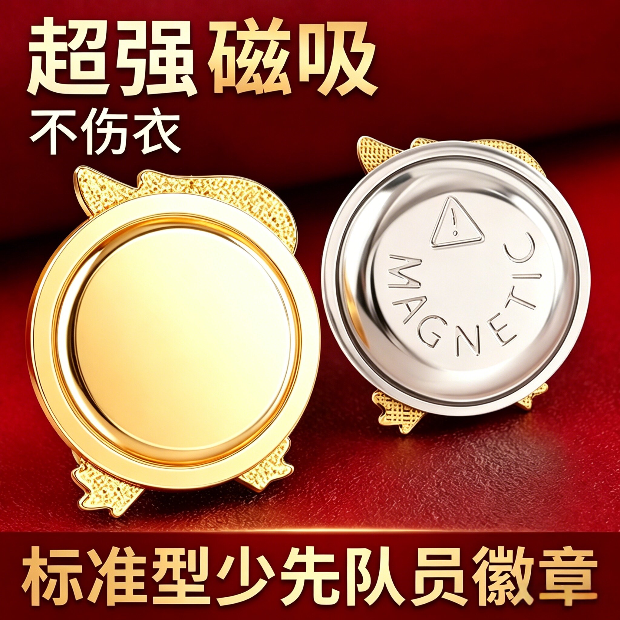 中国少先队队徽徽章少先队员小学校徽小学生标准强磁红领巾磁铁少年先