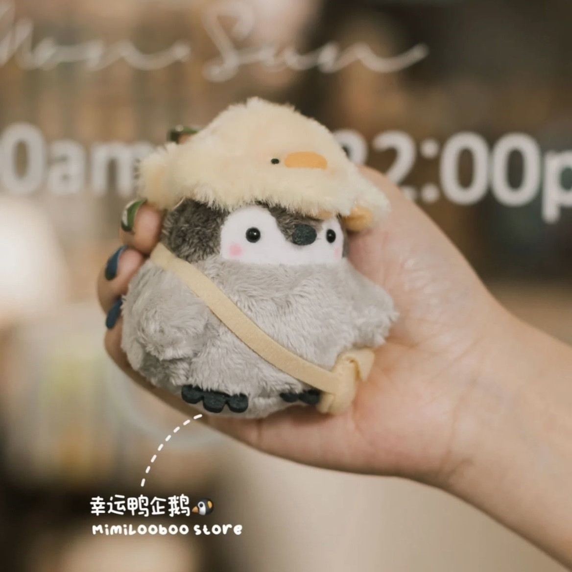 日系迷你呆萌戴草帽渔夫帽企鹅公仔包挂件挂饰玩偶钥匙扣创意礼物