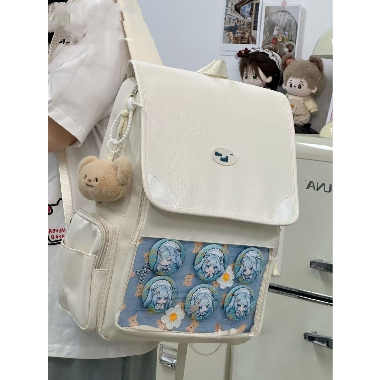 日系学院二次元漫展书包女学生大容量双肩包透明吧唧扎板痛包娃包
