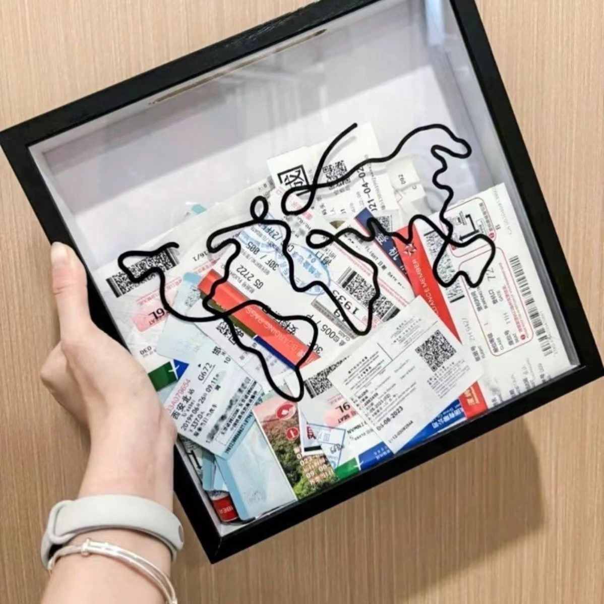 地球线地图时光碎片票根收纳相框