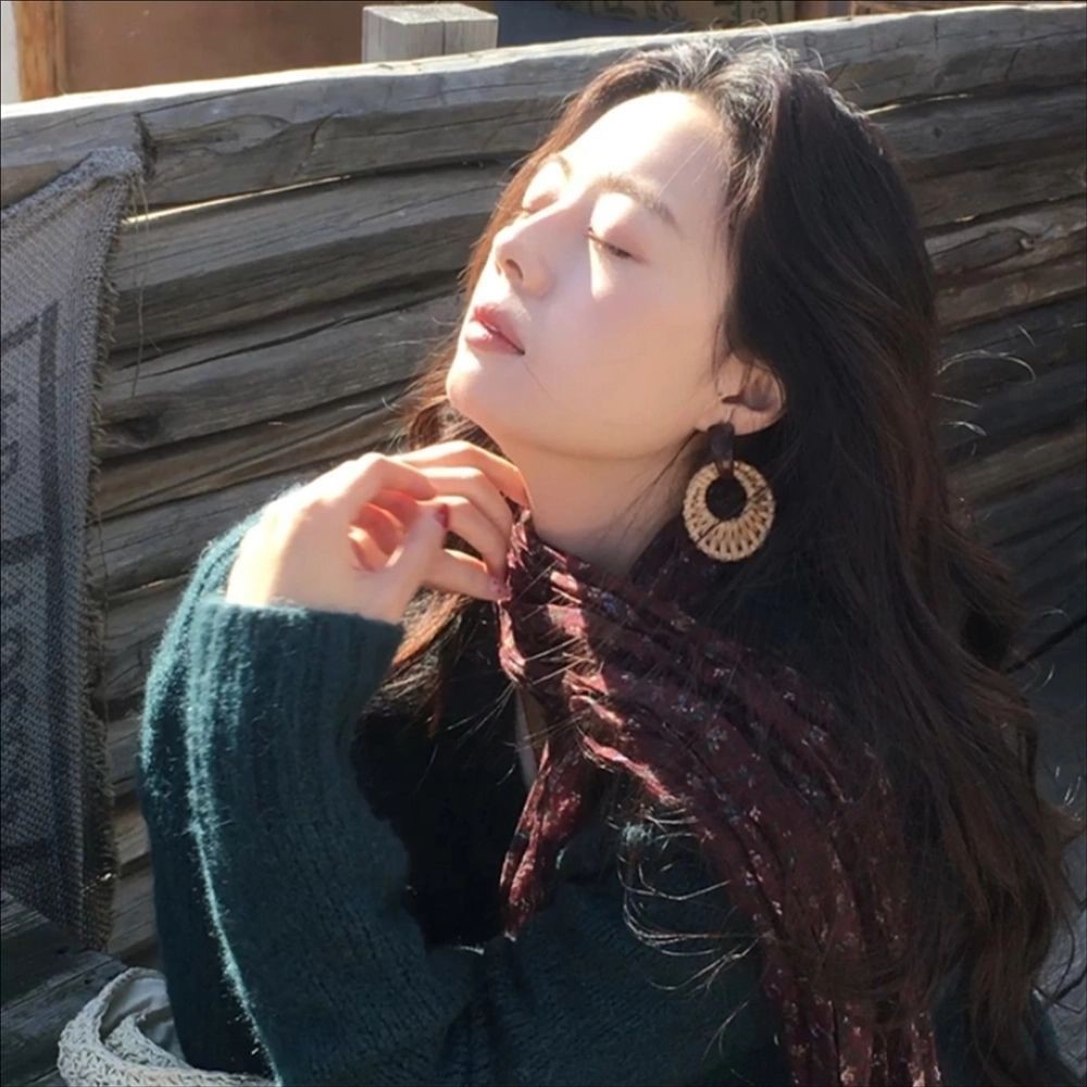 【蜜桃茶】民族风藤编圆圈耳环女波西米亚度假风耳饰