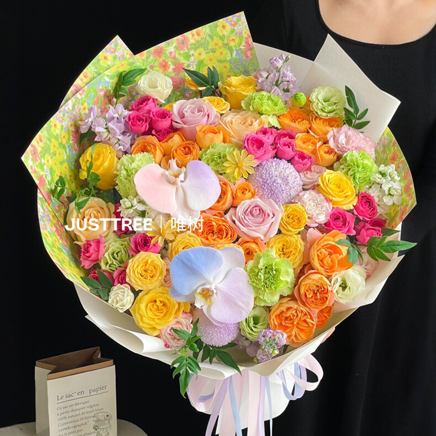 多巴胺油菜花鲜花花束包装纸碎花系列牛皮纸夏日油画风鲜花包装纸