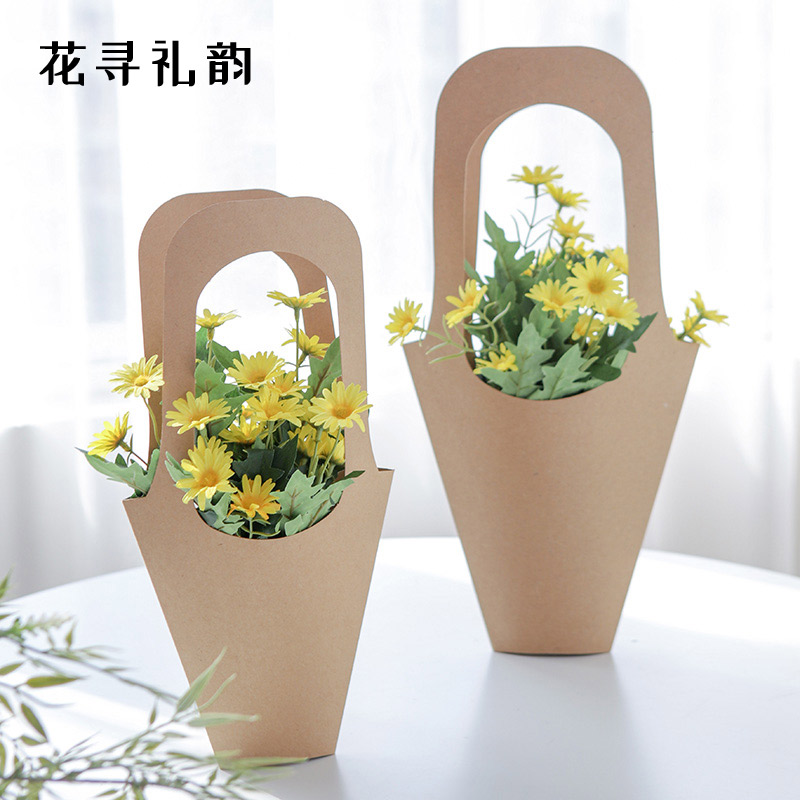 牛皮纸手提袋插花袋鲜花包装材料