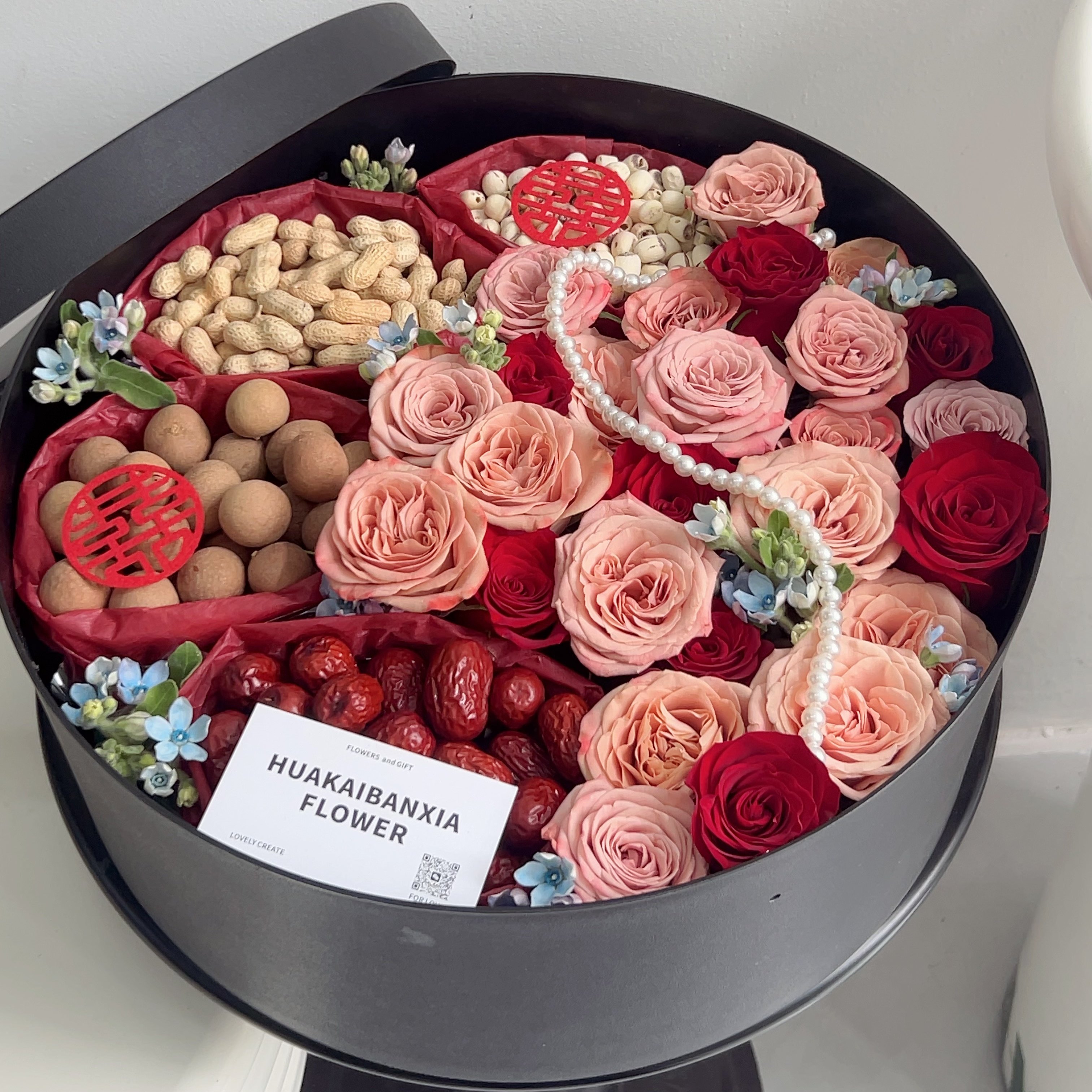 早生贵子圆形水果礼盒手提开窗花盒结婚高档防水鲜花包装盒空盒子,鲜花速递/花卉仿真/绿植园艺,花艺包装盒,淘宝优惠券,粉丝福利购,淘宝优惠卷