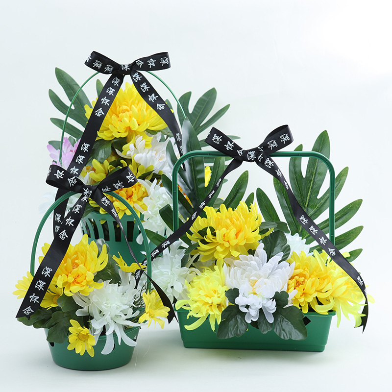 清明节手提花篮菊花篮子插花盒塑料花束鲜花祭祀祭奠扫墓花店包装