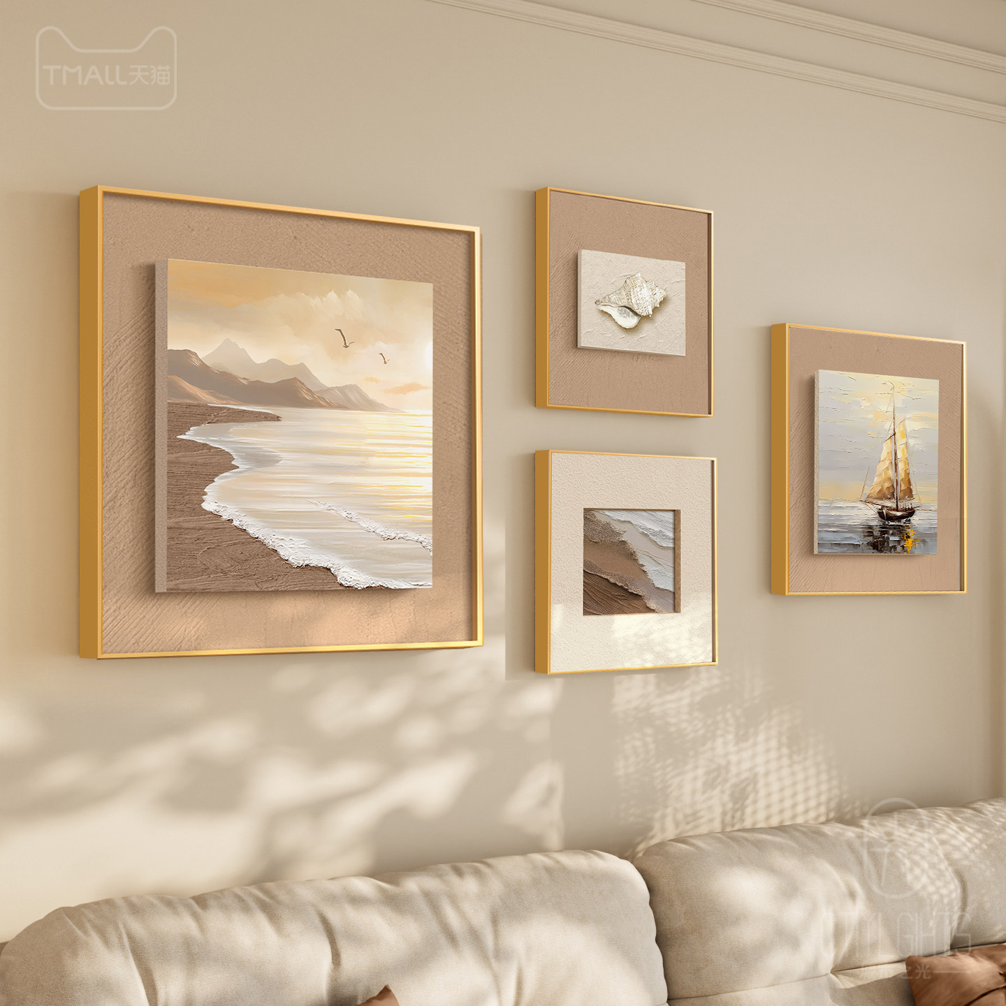 现代简约风客厅装饰画 画2025新款抽象立体海浪高级感沙发背景墙