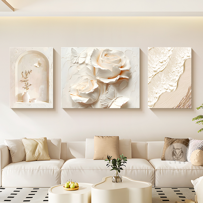 奶油风客厅装饰画高级感