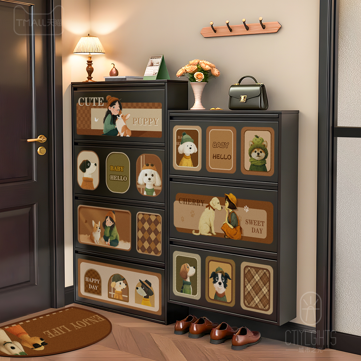 中古风超薄鞋柜小窄入户家用门口