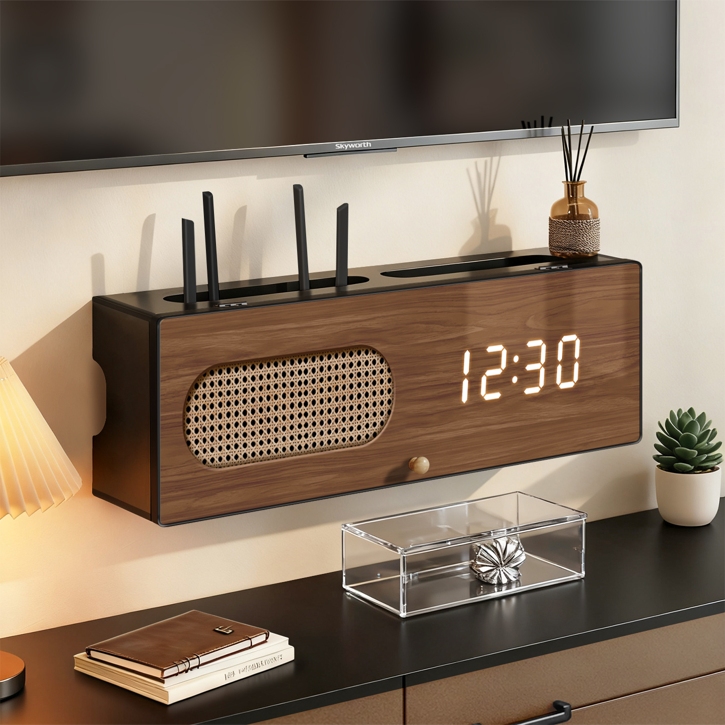 中古风抽象艺术路由器收纳盒