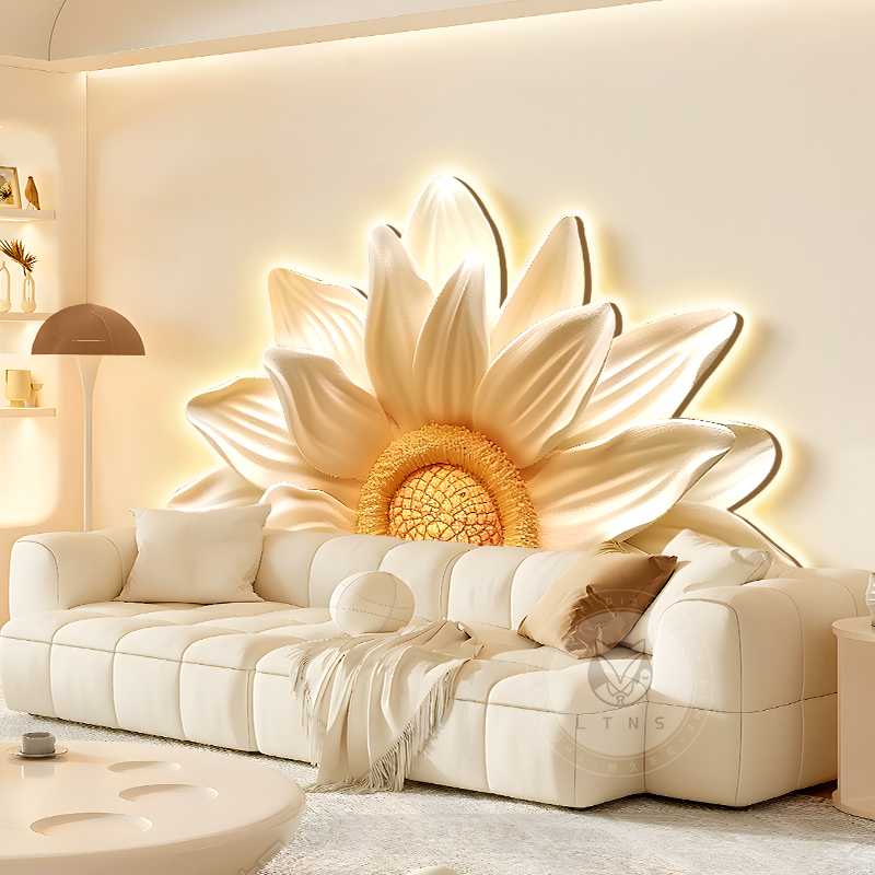 向日葵奶油风客厅装饰画卧室挂画