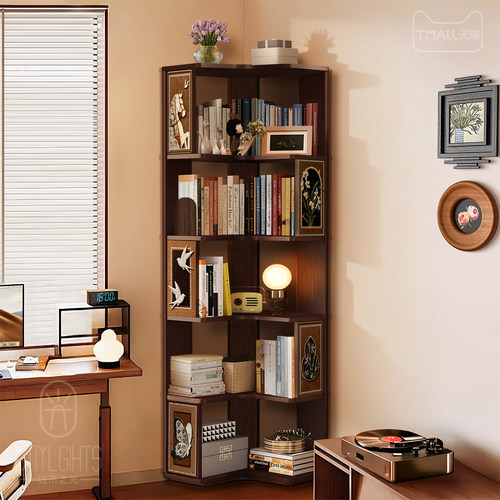 实木转角书架客厅置物架床头书柜