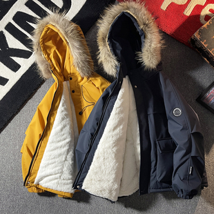 男童派克服加绒加厚棉衣外套冬季 5920 大童防风冲锋衣毛领儿童冬装