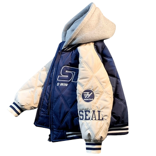 男童夹棉外套秋冬款加厚棒球服棉衣冬季薄棉儿童棉服二棉2025新款