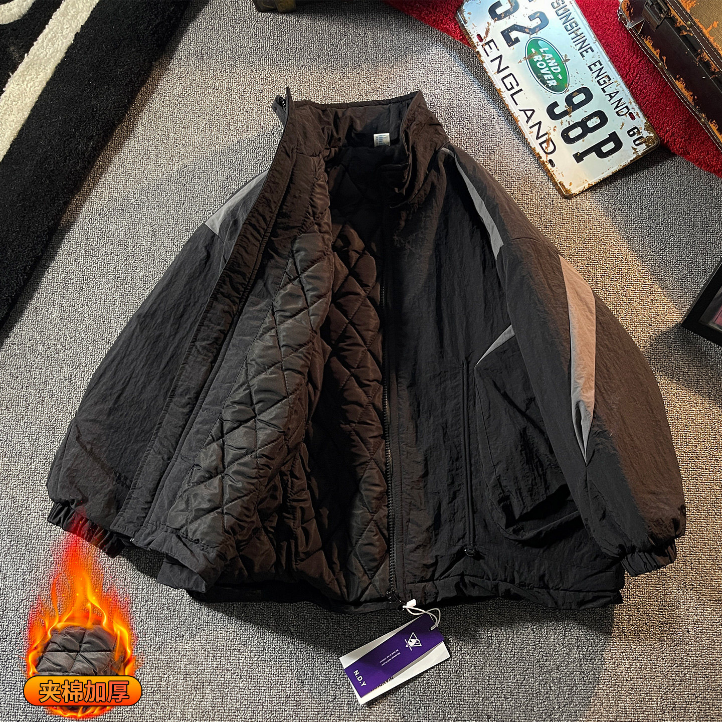 壹贝优男童夹棉加厚外套时髦拼色