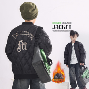 男童外套秋冬款夹棉加厚棒球服冬季棉服薄棉儿童棉衣二棉初冬夹克