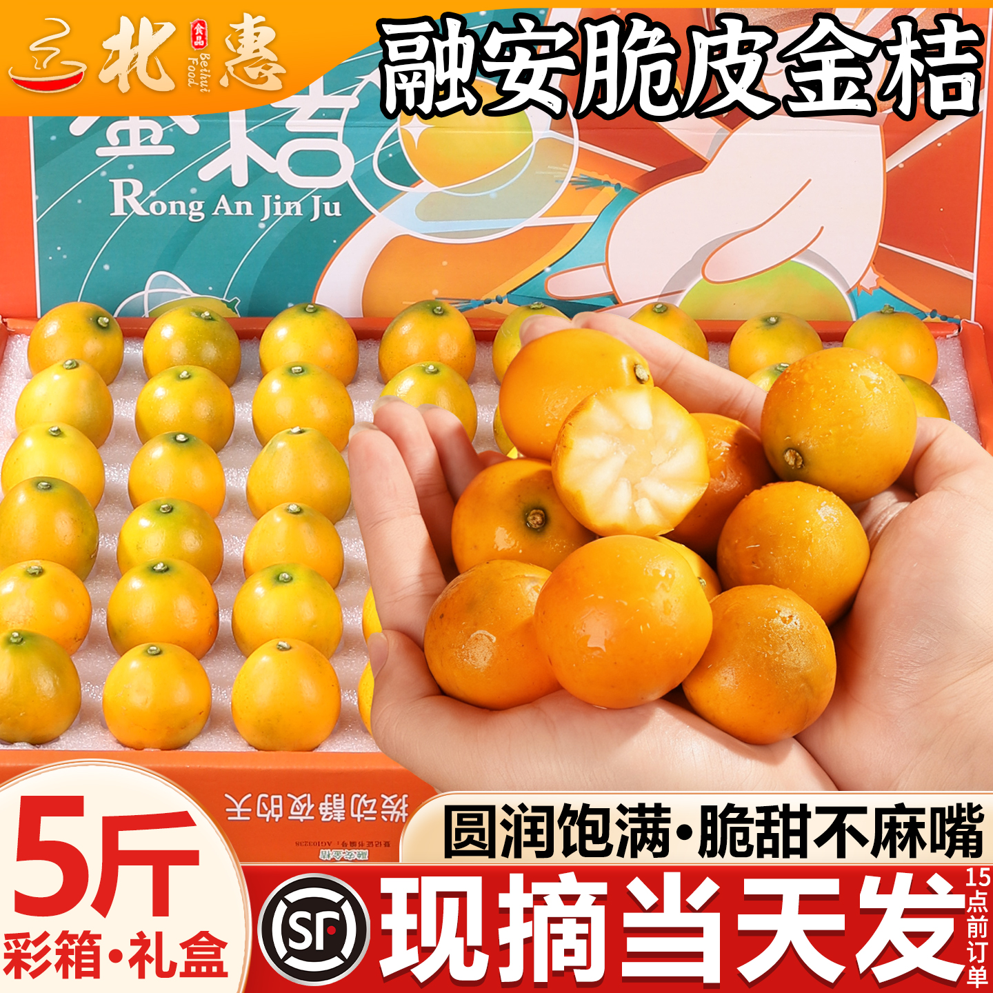 顺丰广西融安脆皮金桔鲜果小金橘子斤新鲜时令水果融安蜜金桔彩箱
