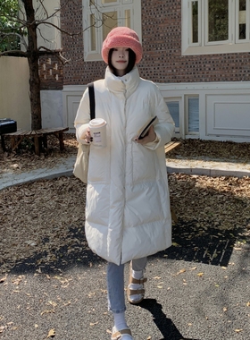 DRINTO90白鸭绒基础长款羽绒服立领冬季韩版加厚保暖女百搭宽松暖