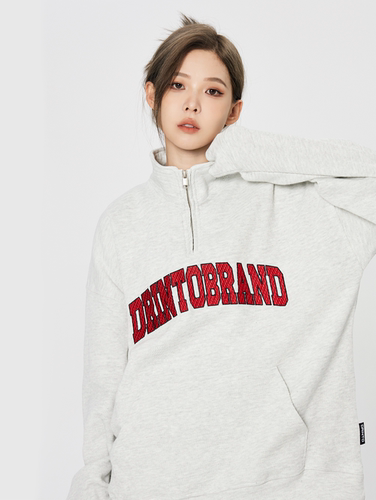 DRINTO复古立领开衫毛线卫衣