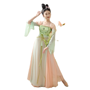 齐胸假两件改良汉服仙气唐制古风汉元素套装撞色日常大裙摆女夏季