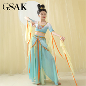 敦煌飞天改良汉服性感显瘦沙漠异域风情刺绣贴钻舞蹈演出服仙气女