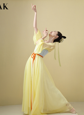 中国风唐制改良汉服假两件日常原创齐胸刺绣飘带连衣裙女款春夏季